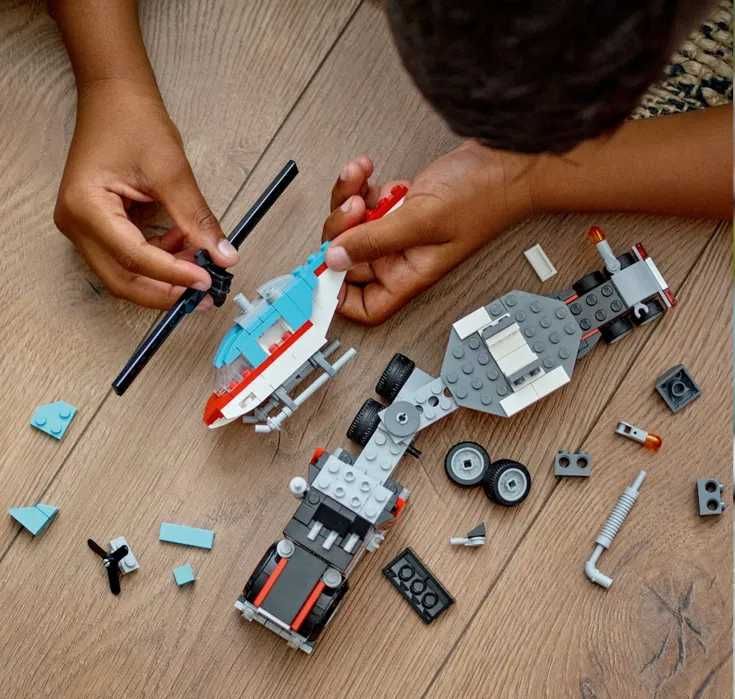 KLOCKI LEGO Creatot 3w1 Ciężarówka Laweta Helikopter Platforma Prezent