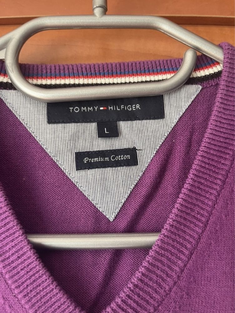 Męski sweter tommy hilfiger 38 fioletowy