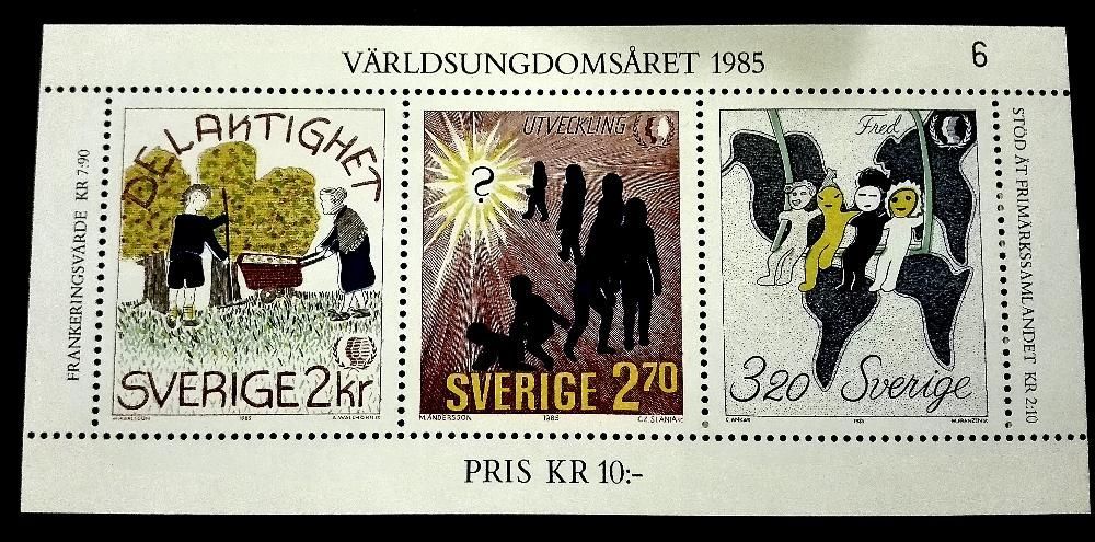 3x Znaczek Szwecja 1985 Int. Year of the Youth + inne