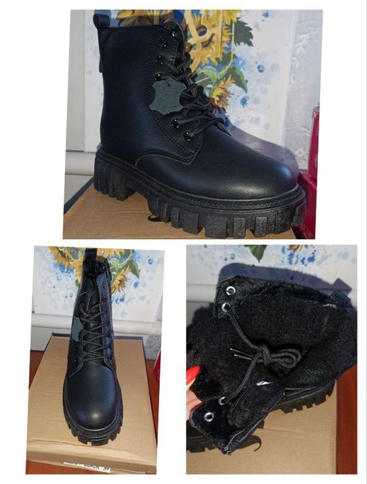 Кожані зимові жіночі ботінки