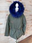 Długa Parka Damska Niebieska Futro Jenota FOX FASHiON r.XXL.  S.T.J.1
