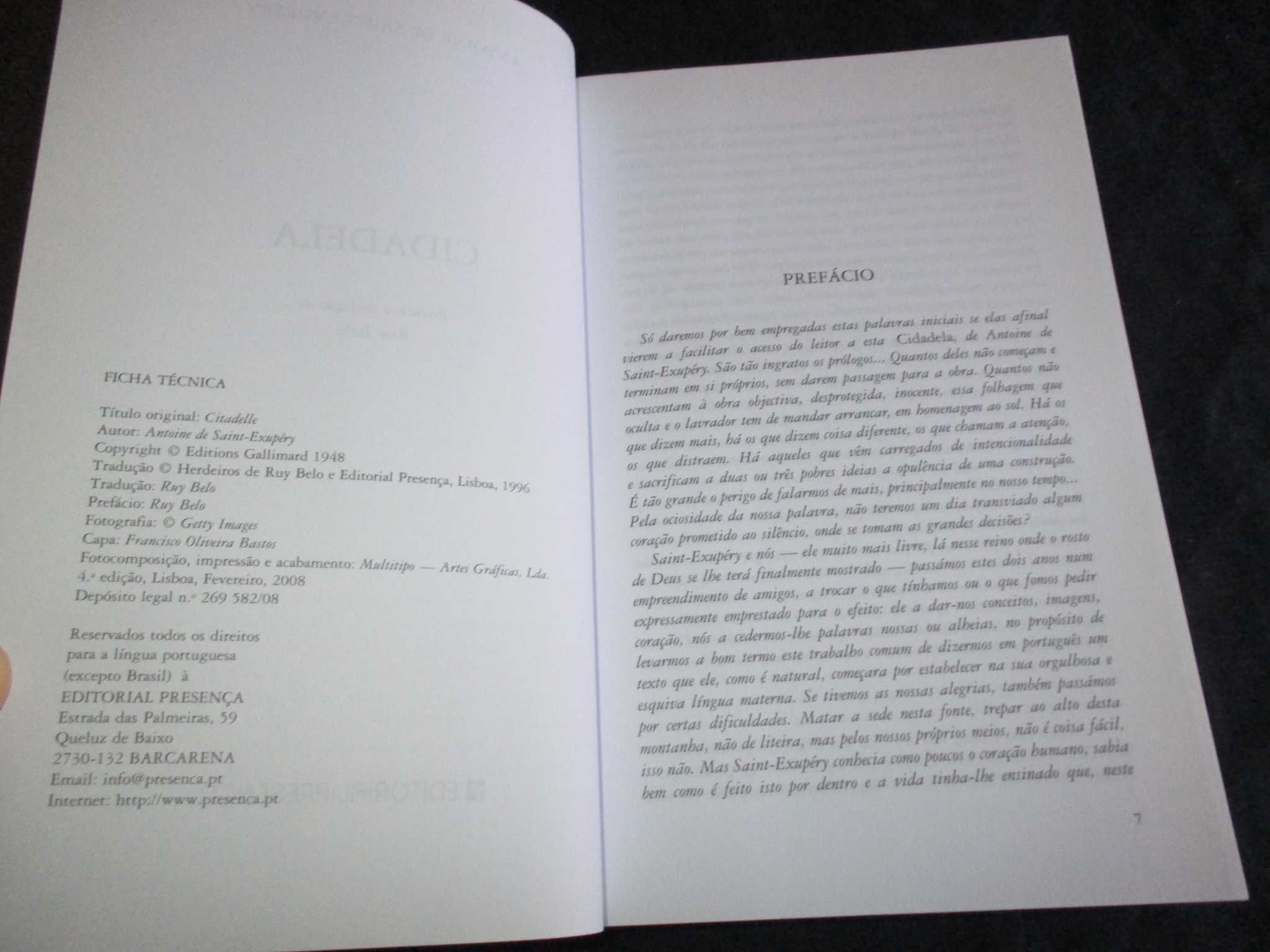 Livro Cidadela Antoine de Saint-Exupéry Presença