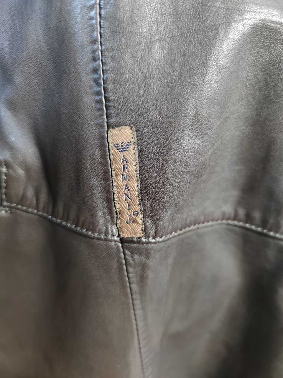 Płaszcz kurtka Armani Jeans brązowa skóra naturalna 100%