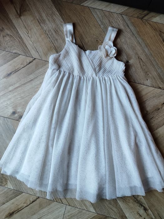 Sukienka tiulowa ecru H&M 110 jak nowa
