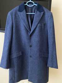 Чоловіче вовняне пальто Gregory Arber сіро - синє синее шерстяное