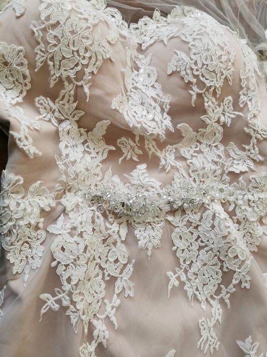 Suknia ślubna rybka tren tiul koronka  38 40