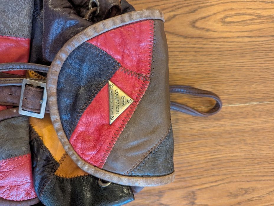 Kolorowy skórzany plecak, plecaczek