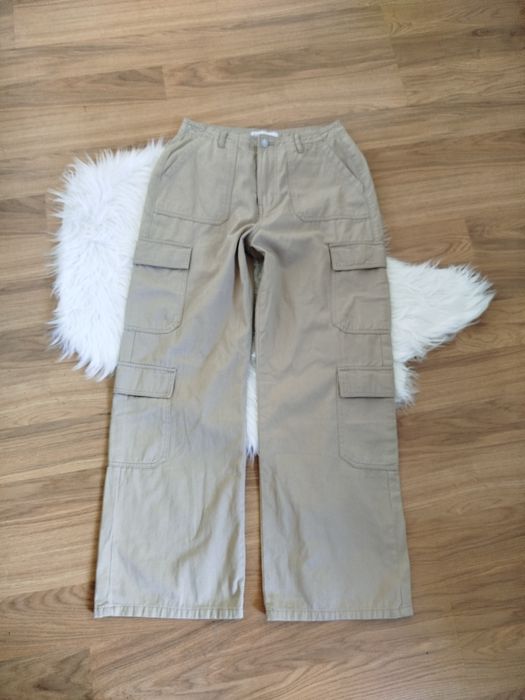 Beżowe spodnie cargo bawelna bojówki Primark 40