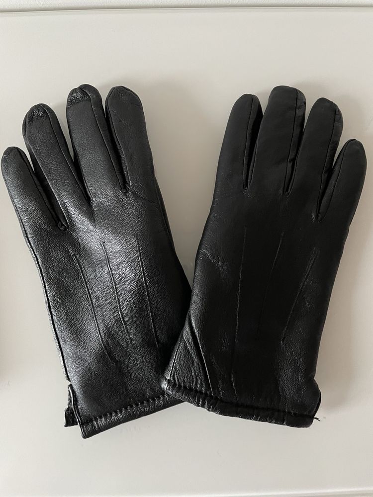 Rękawiczki czarne ze skóry