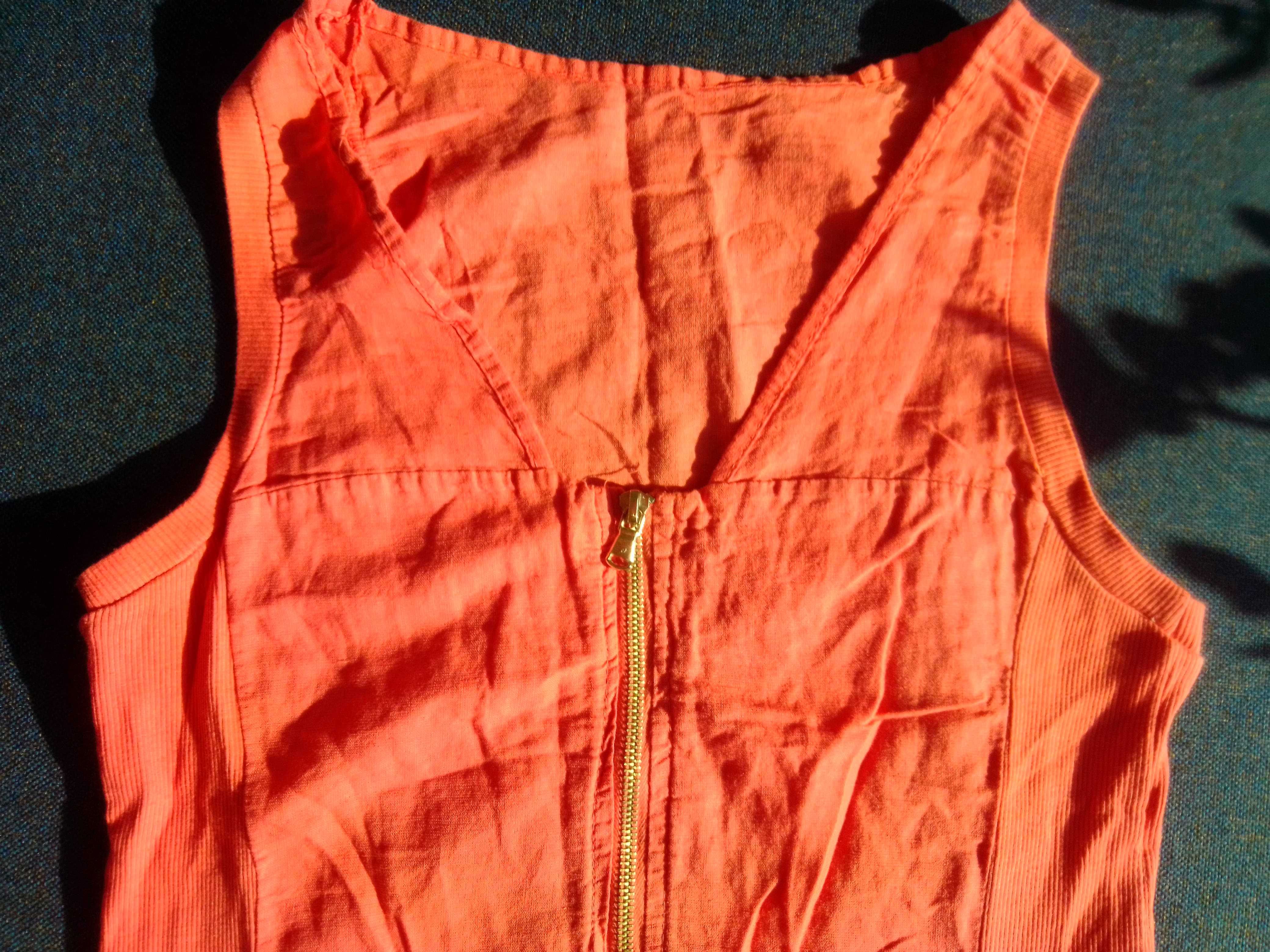Bluzka tunika kamizelka made in Italy pomarańcz len bawełna