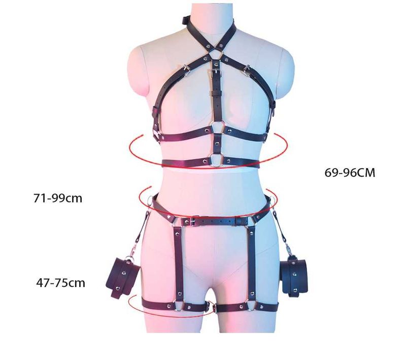 Harness Paski ozdobne 3-częściowe skórzane uprząż nowe