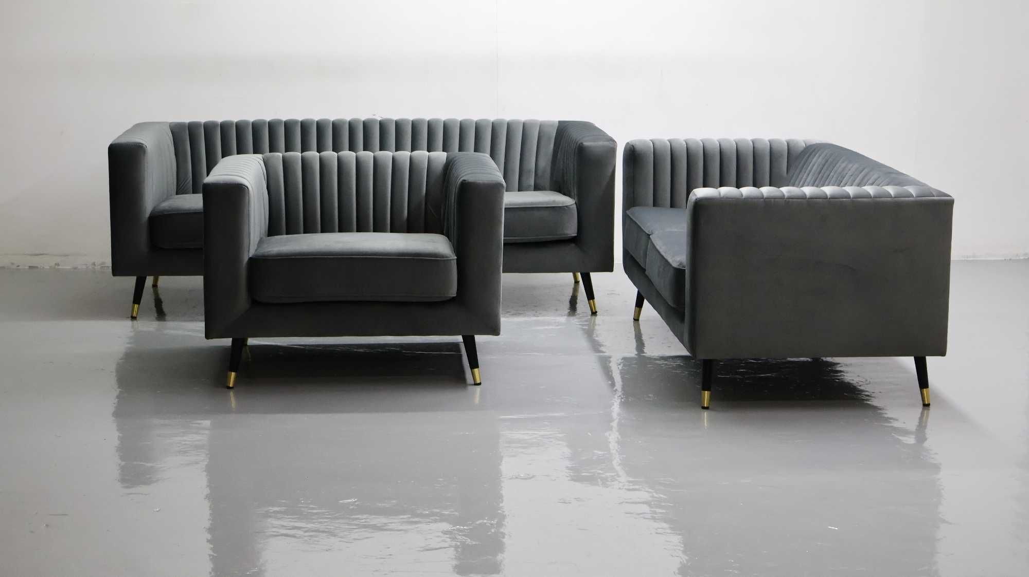 TAB nowy fantastyczny komplet 3+2+1 SOFA KANAPA zestaw welur  VELLUTTO