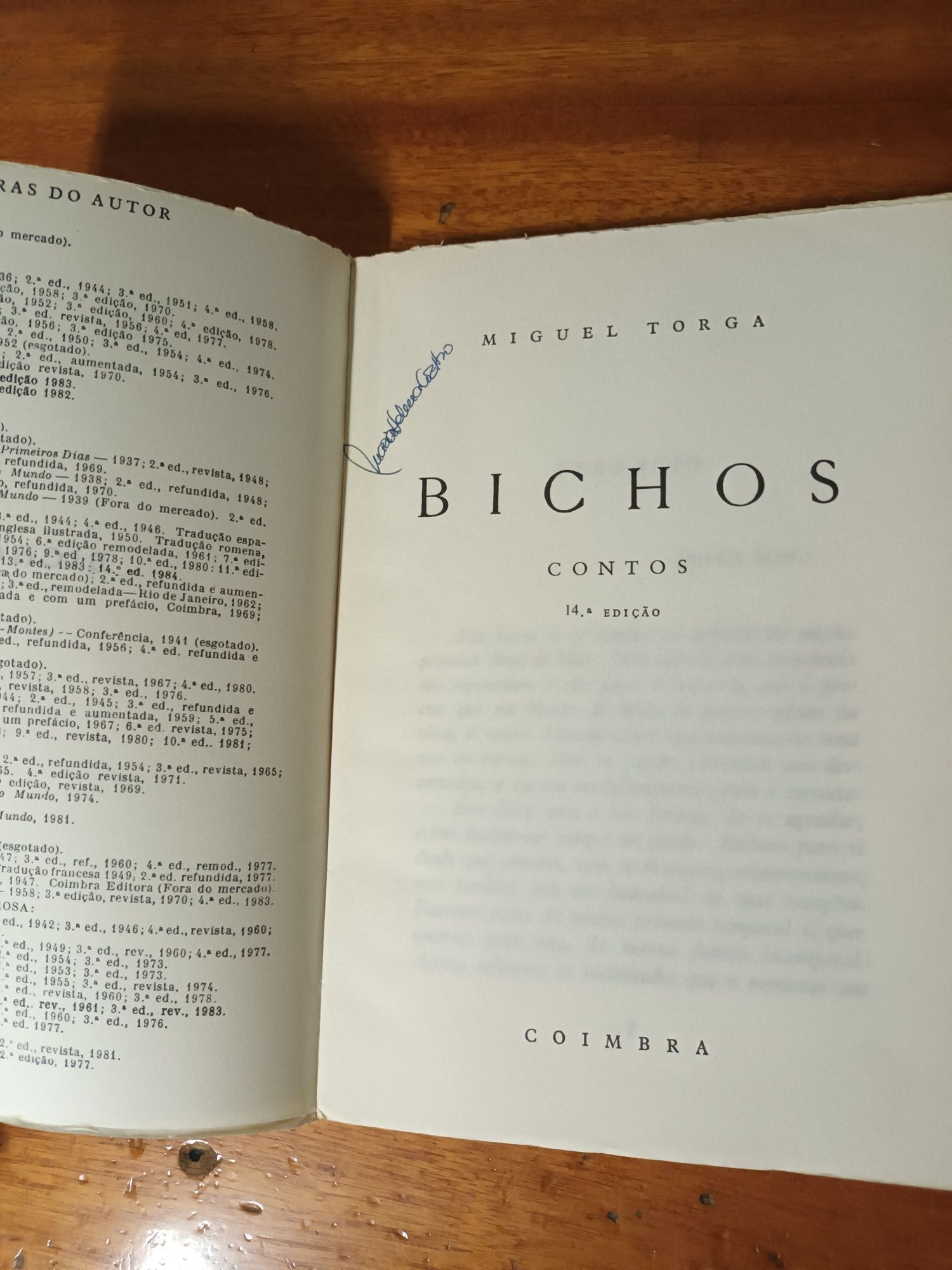 Livro Miguel Torga Bichos
