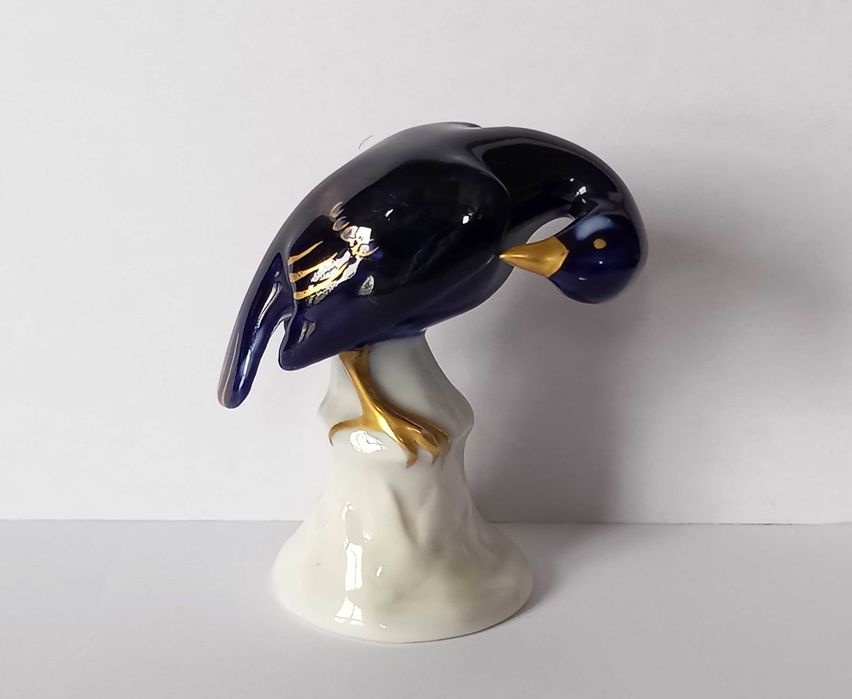 Kobaltowy ptaszek, miniaturowa figurka Volkstedt