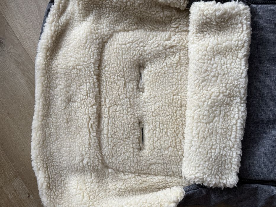 Зимовий конверт на овчині в коляску Z&D New (Лен Сірий)