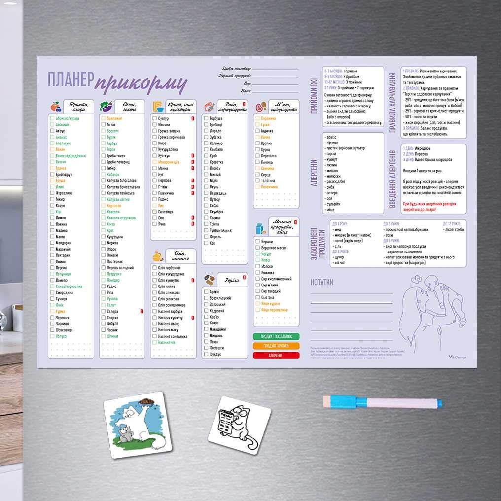 Планер прикорму "пиши-стирай". 100 + перших продуктів з 6 місяців.
