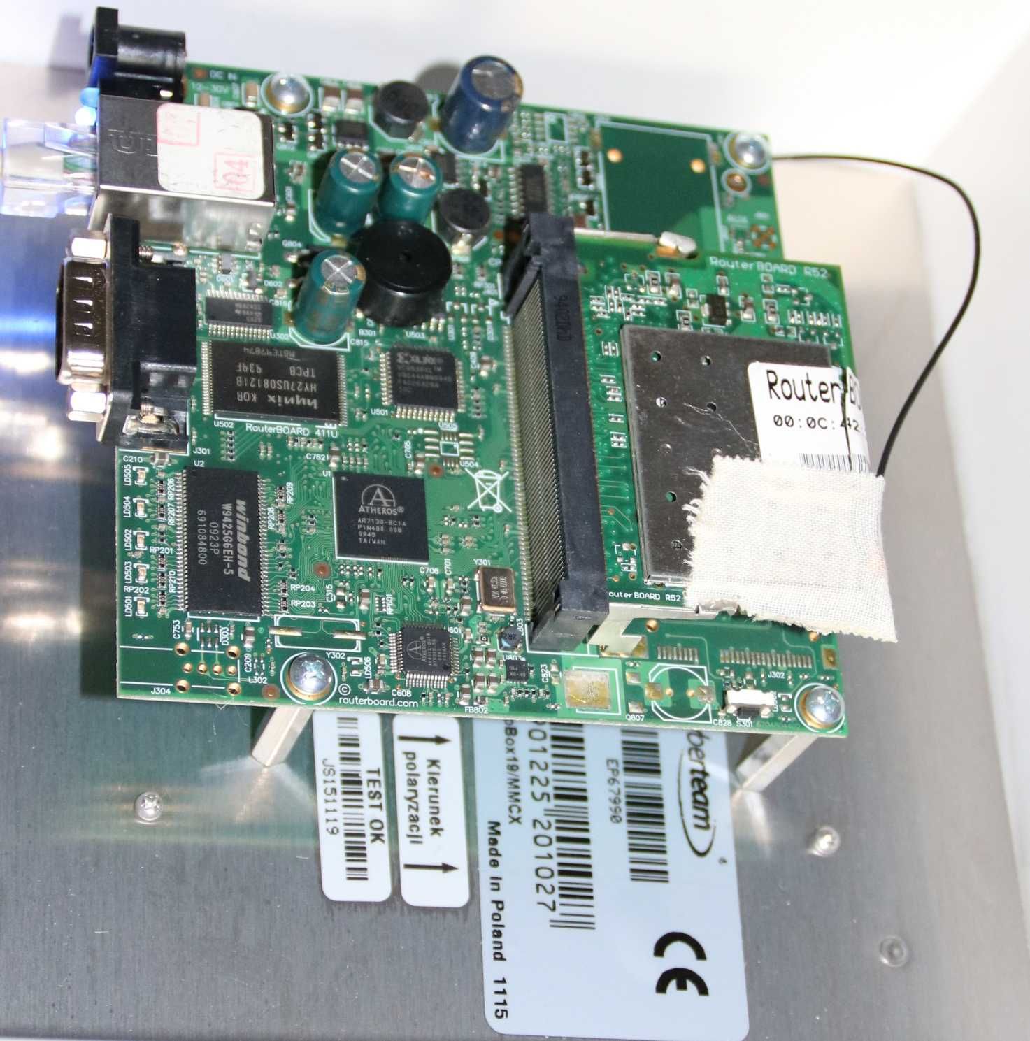 płyta routerboard 411 z anteną airbox 19dBi karta wi-fi 5GHz MMCX