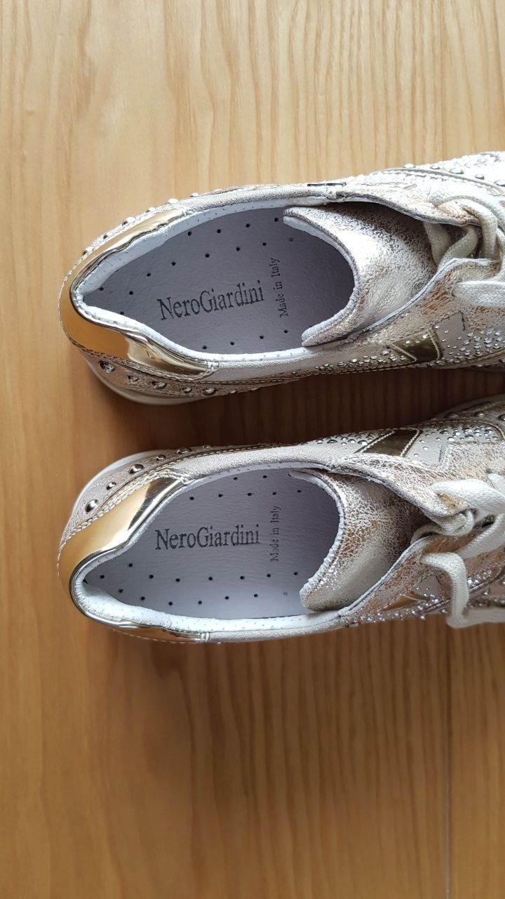 Sneakersy włoskie Nero Giardini,  skórzane,  rozm.38