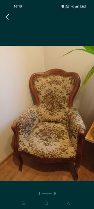 Komplet wypoczynkowy w stylu vintage Ludwik kanapa i dwa fotele