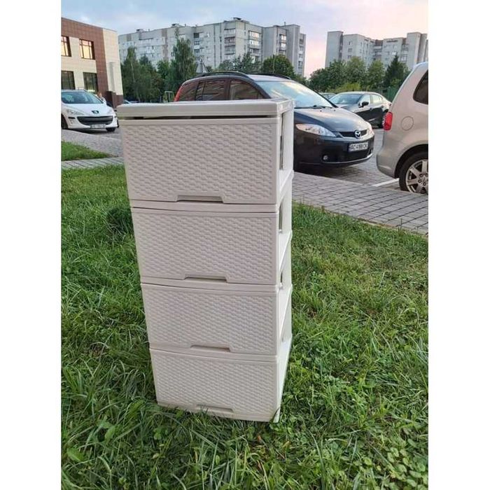 Комод пластиковий алеана Ротанг «Біла троянда» (Світло-бежевий)