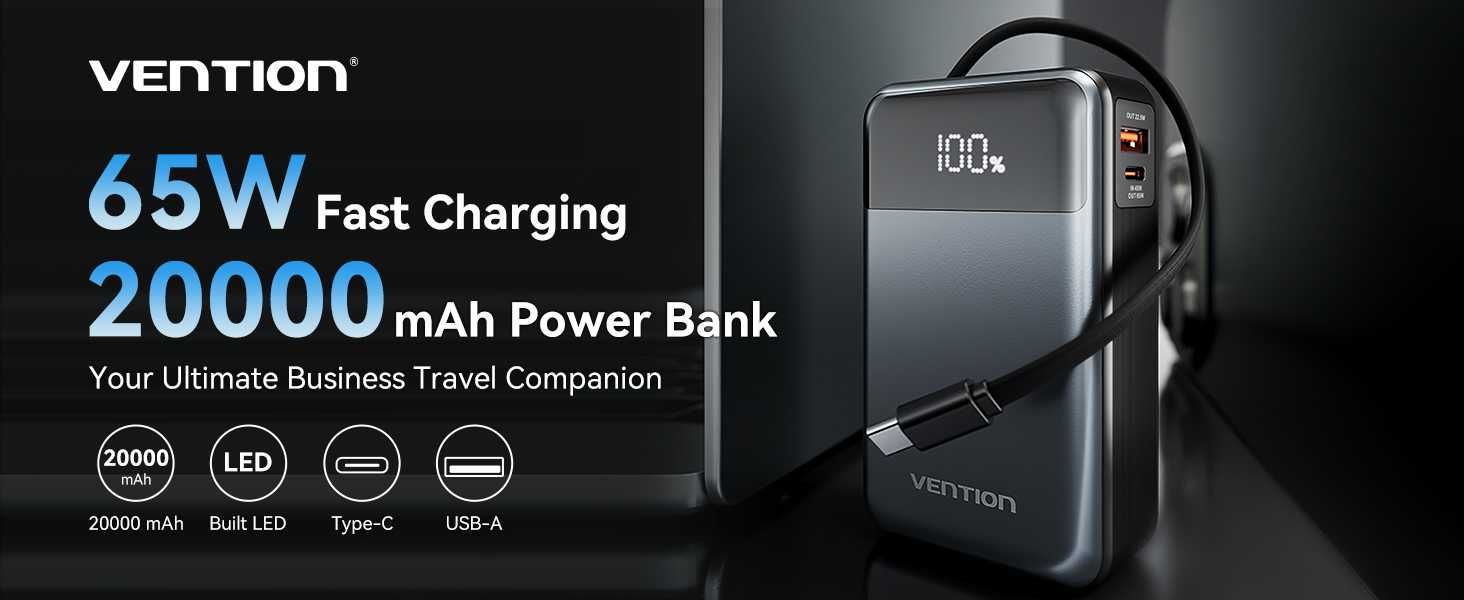 65W PD 20000mAh (VENTION) Power Bank.
