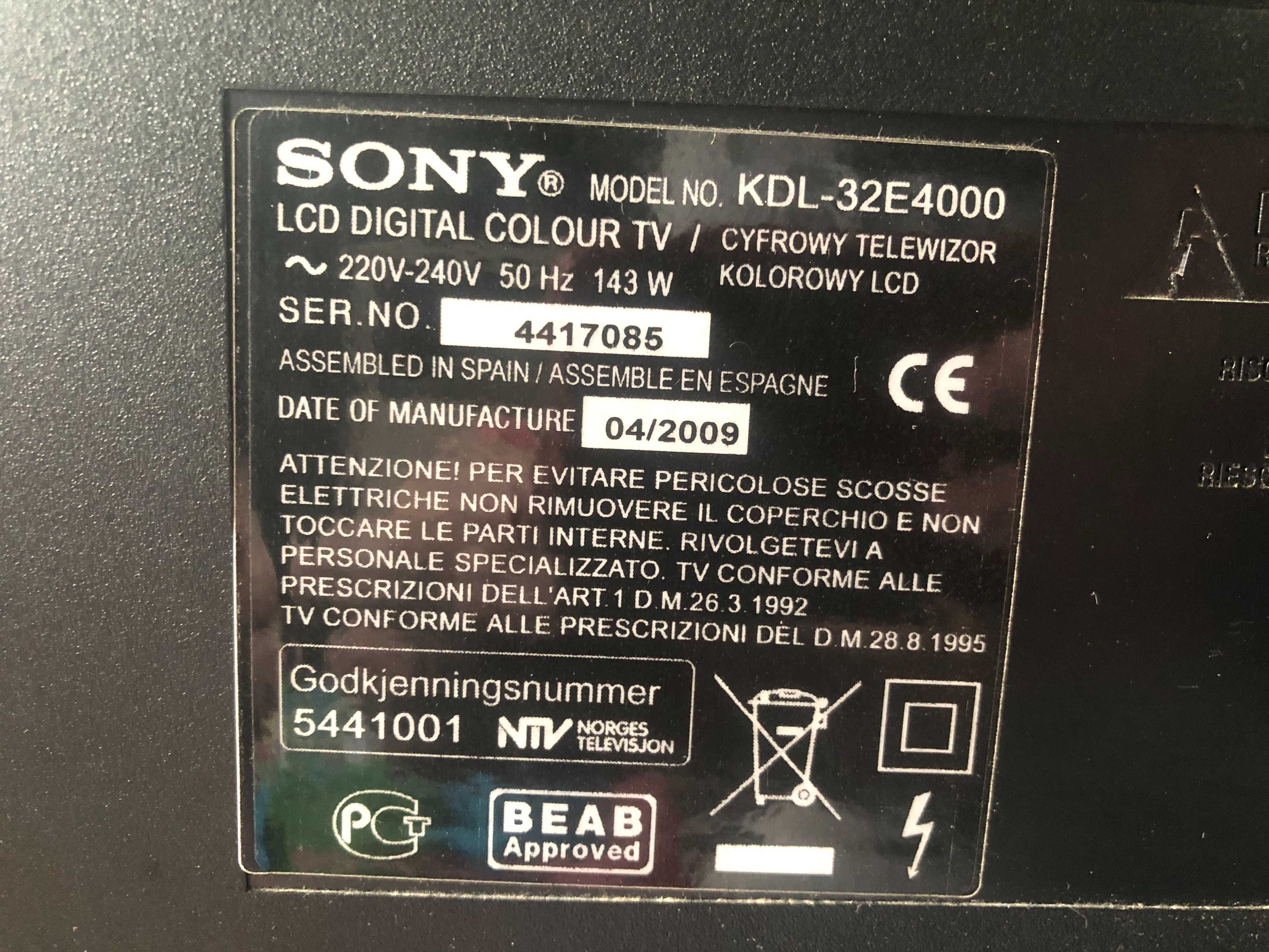 Sony KDL-32E4000 LCD TV Full HD 1920x1080 Midnight sky телевізор