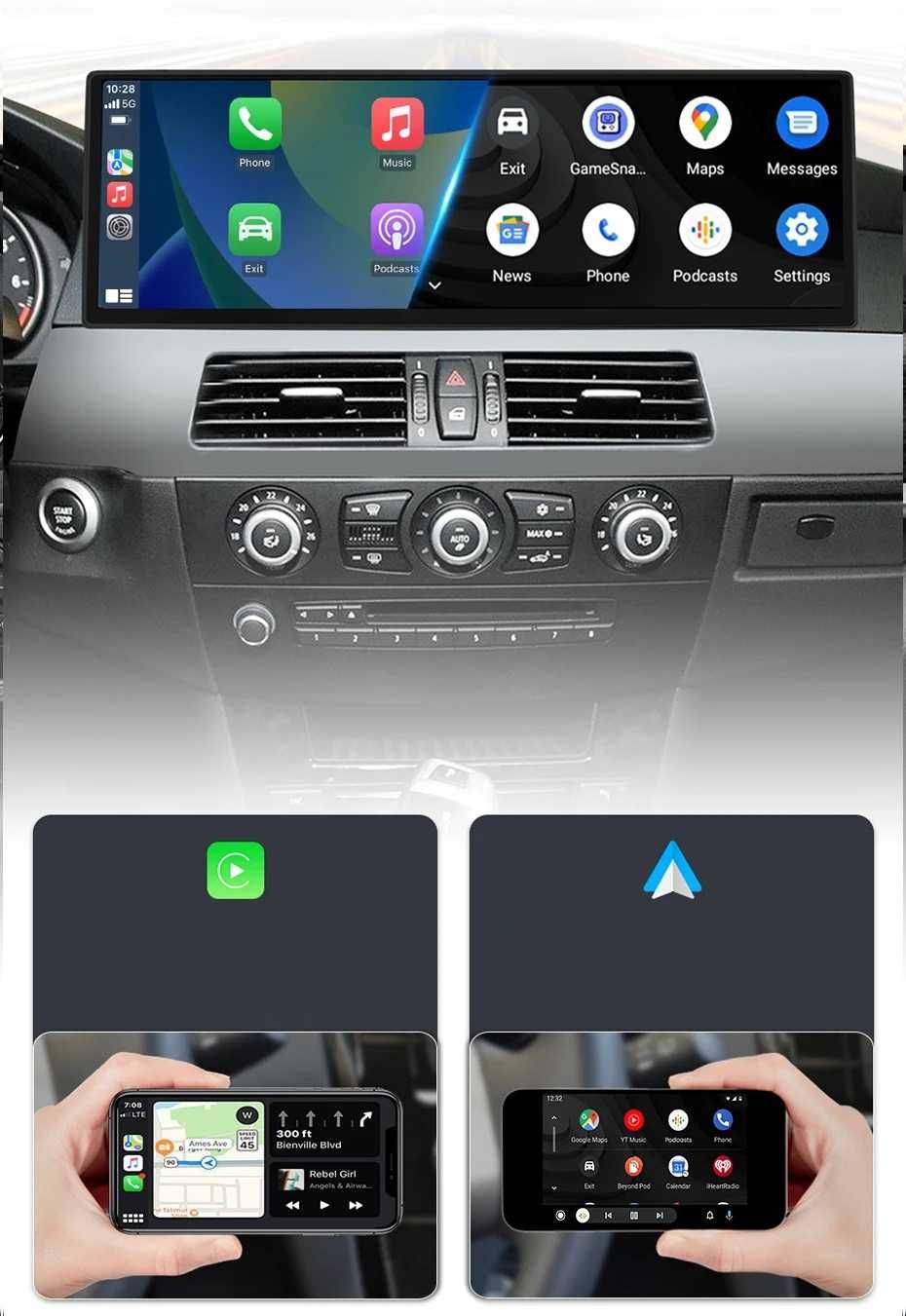CarPlay Radio GPS WiFi 4G USB MP3 Android BMW 5 E60 E61 3 E90 E93 14,9
