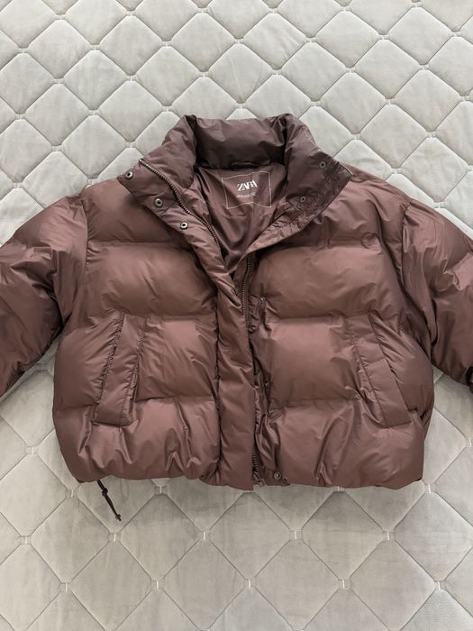 Шоколадний пуховик, куртка ZARA