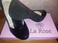 Туфли женские La Rose. Натуральный замш+лак кожа.