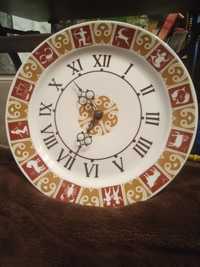 Ciekawy Stary zegar nakręcany porcelanowy znaki zodiaku germany