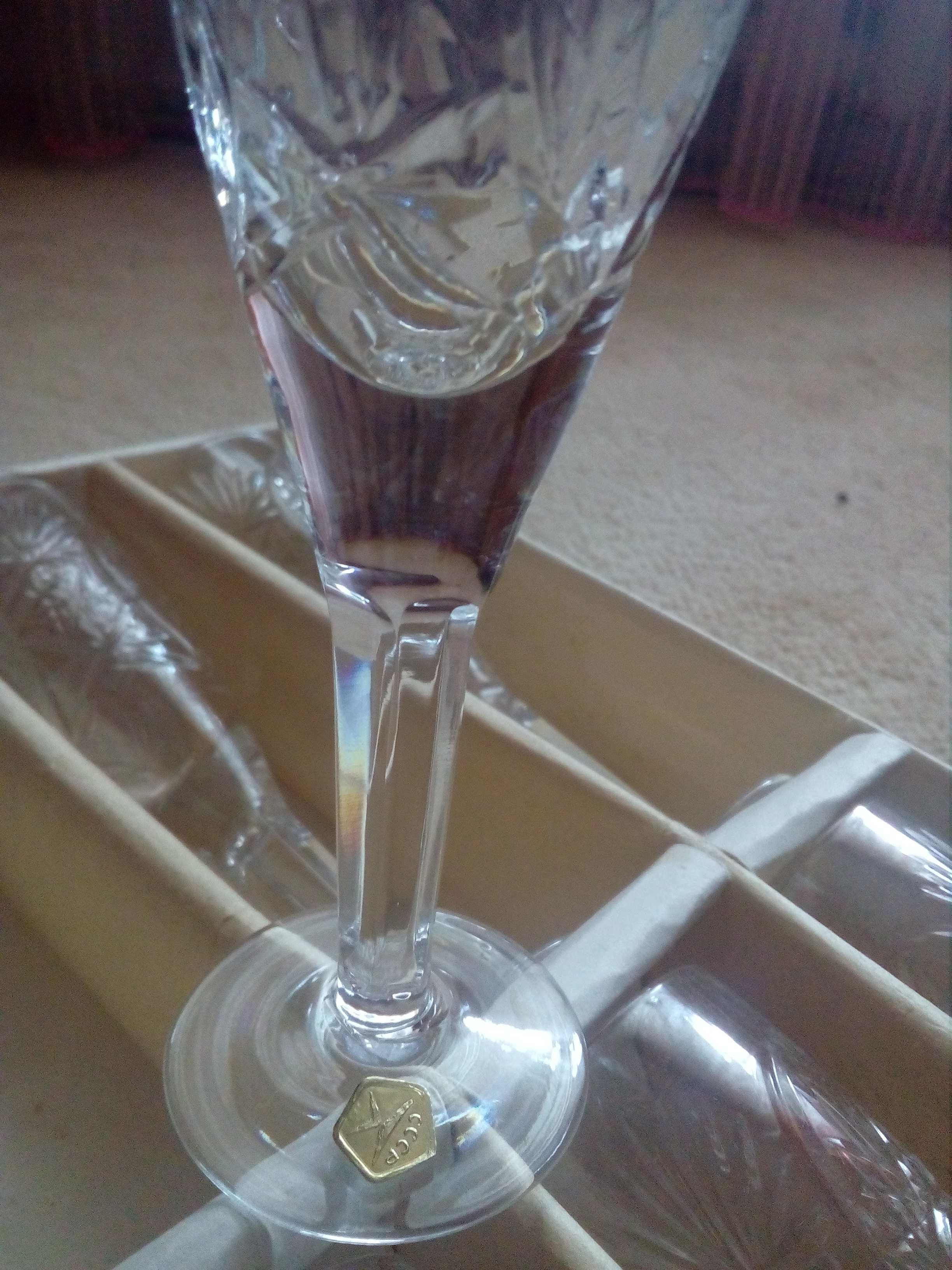 Винтажные новые хрустальные бокалы для вина, шампанского из СССР