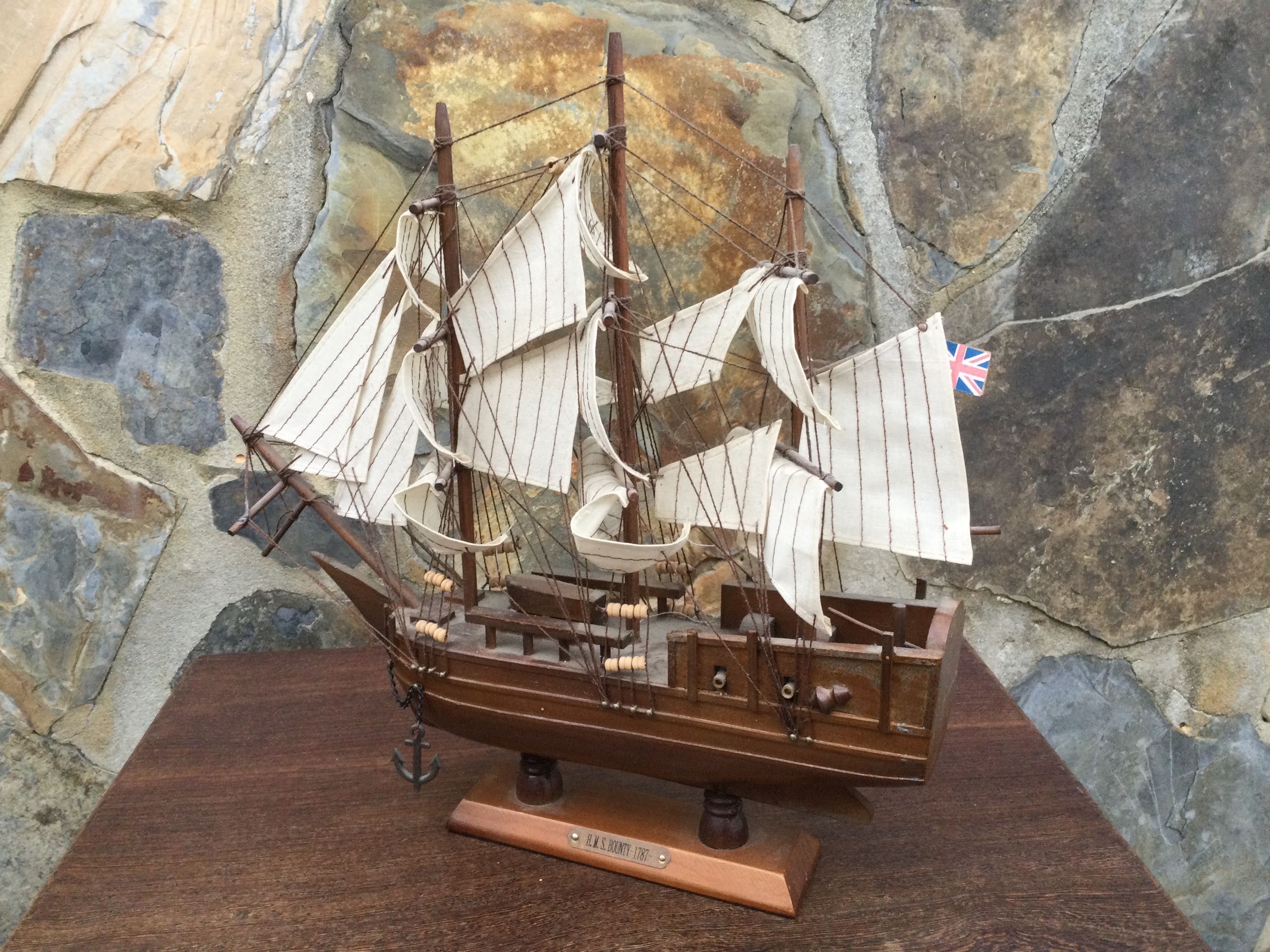 Maquete Caravela Madeira Antiga Barco madeira 34 cm