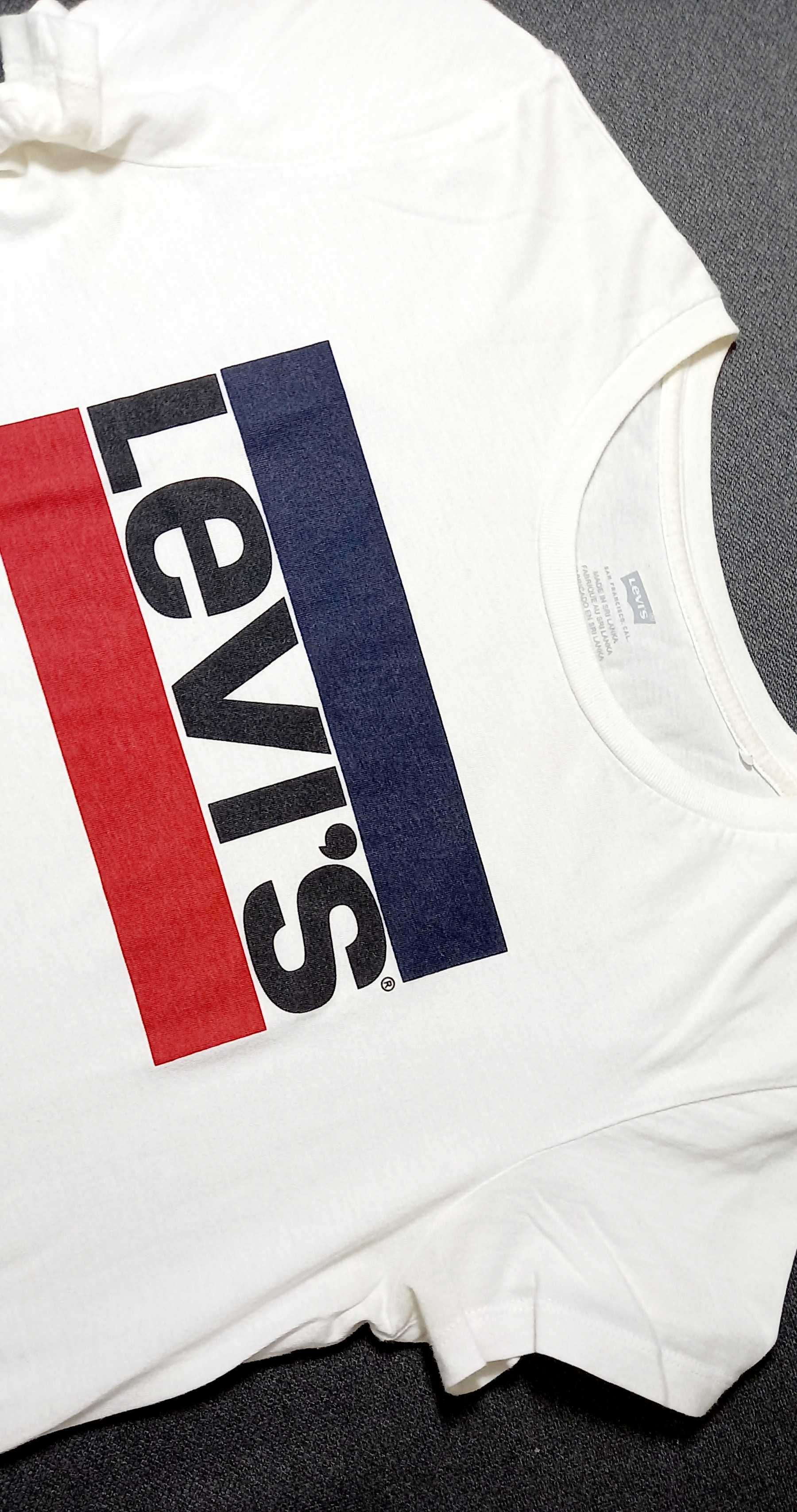 LEVI'S rozm. S/M (36/38) nowy biały damski t-shirt z logo