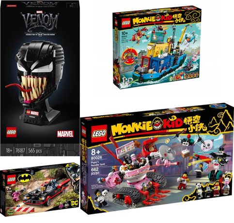 LEGO Super Heroes 76187, 76188, LEGO Monkie Kid 80013, 80026