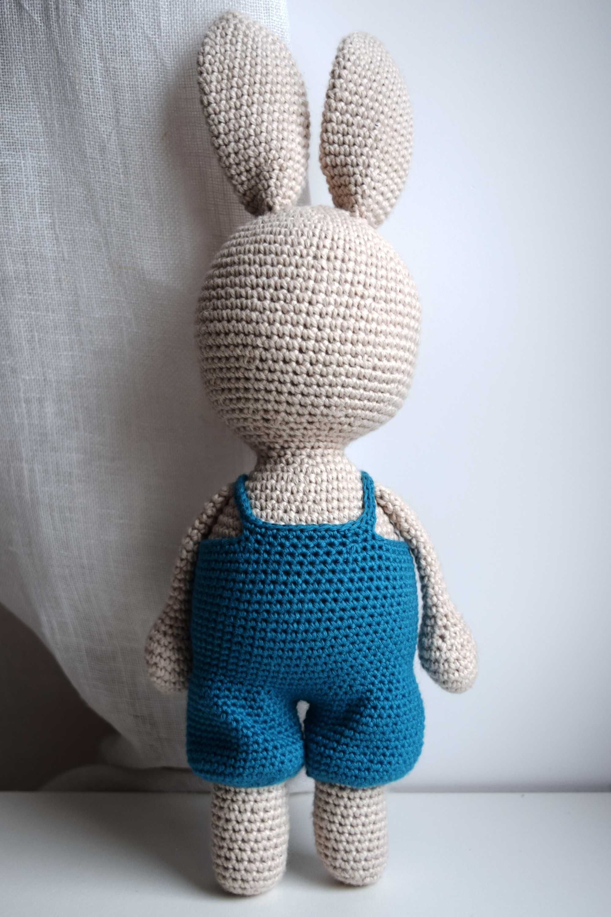 Bawełniany króliczek maskotka, przytulanka na szydełku, handmade