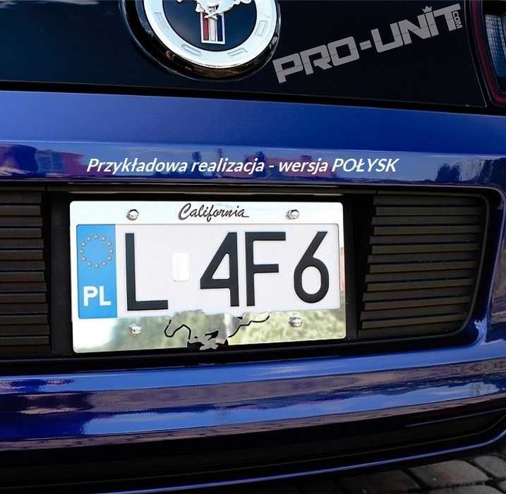 RAMKA INOX pod nowe małe tablice 305X114 USA MUSTANG Dodge Jeep Ford F