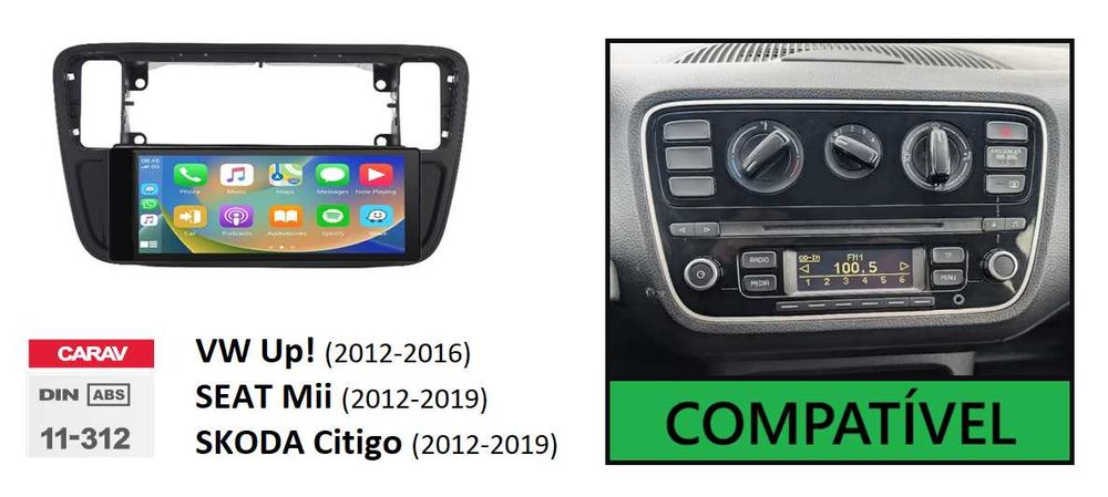Rádio 1DIN • VW Up • SEAT Mii • SKODA Citigo • Android (2DIN) GPS