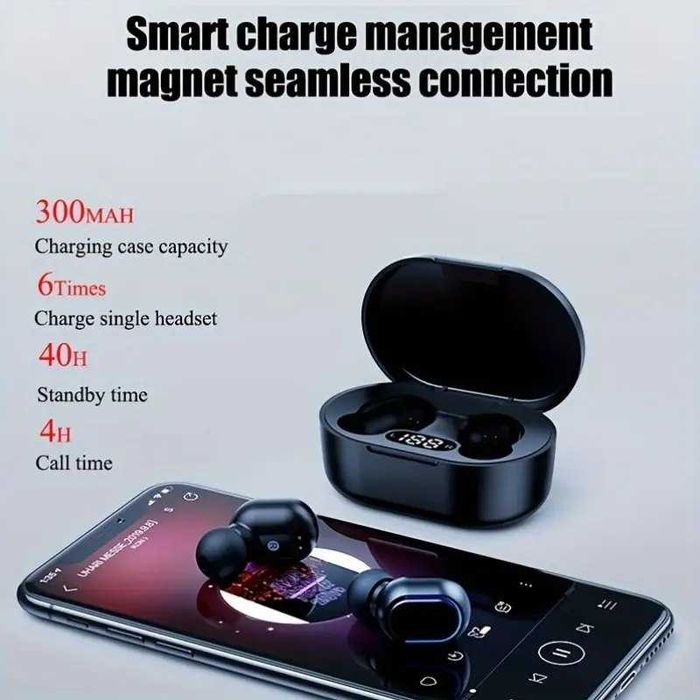 Auscultadores sem fios. Intelligent digital LED display screen. Novos.