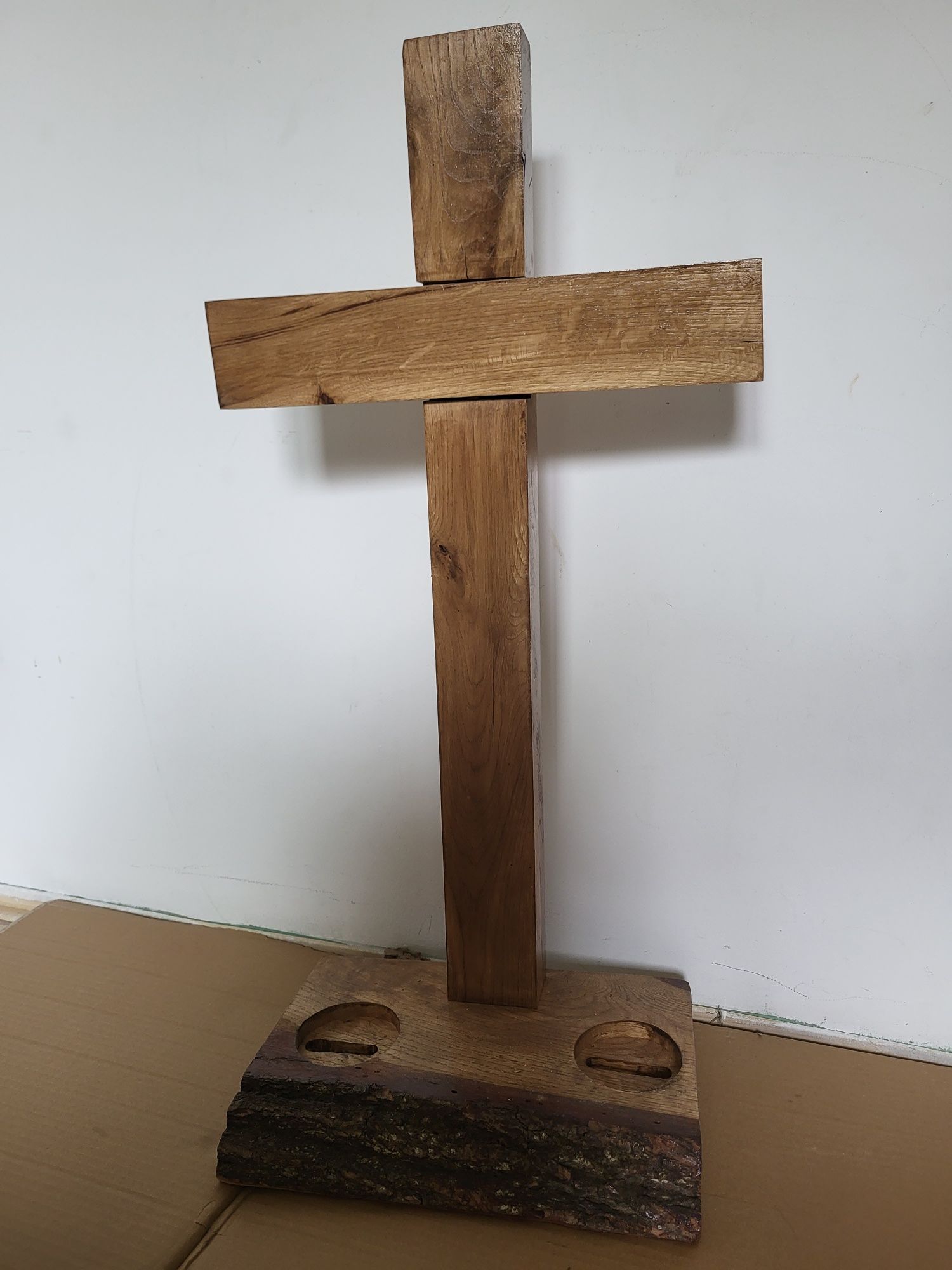 Krzyż drewniany przydrożny lakierowany XXL 75cm