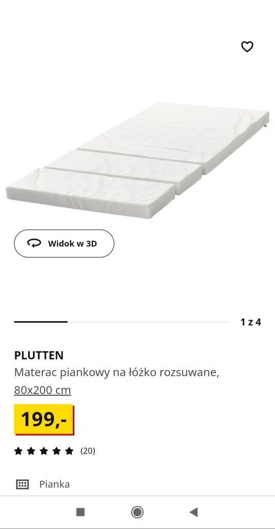 Materac piankowy 3 częściowy ikea