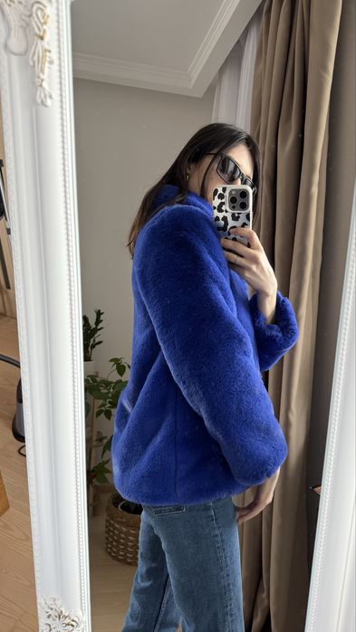 Шуба синя штучна