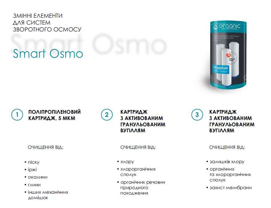 Покращена 6 ступінч.система очищення води Organic Smart Osmo 6, осмос