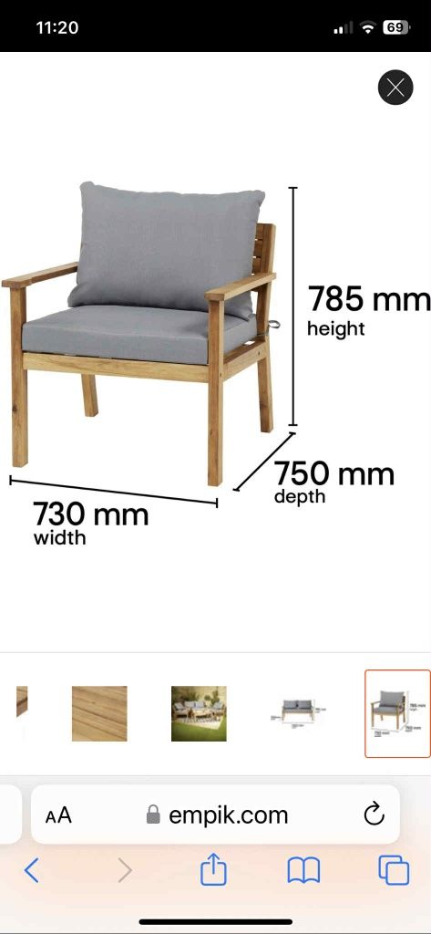 Zestaw ogrodowy blooma denia sofa fotele stolik 4-osobowy akacja