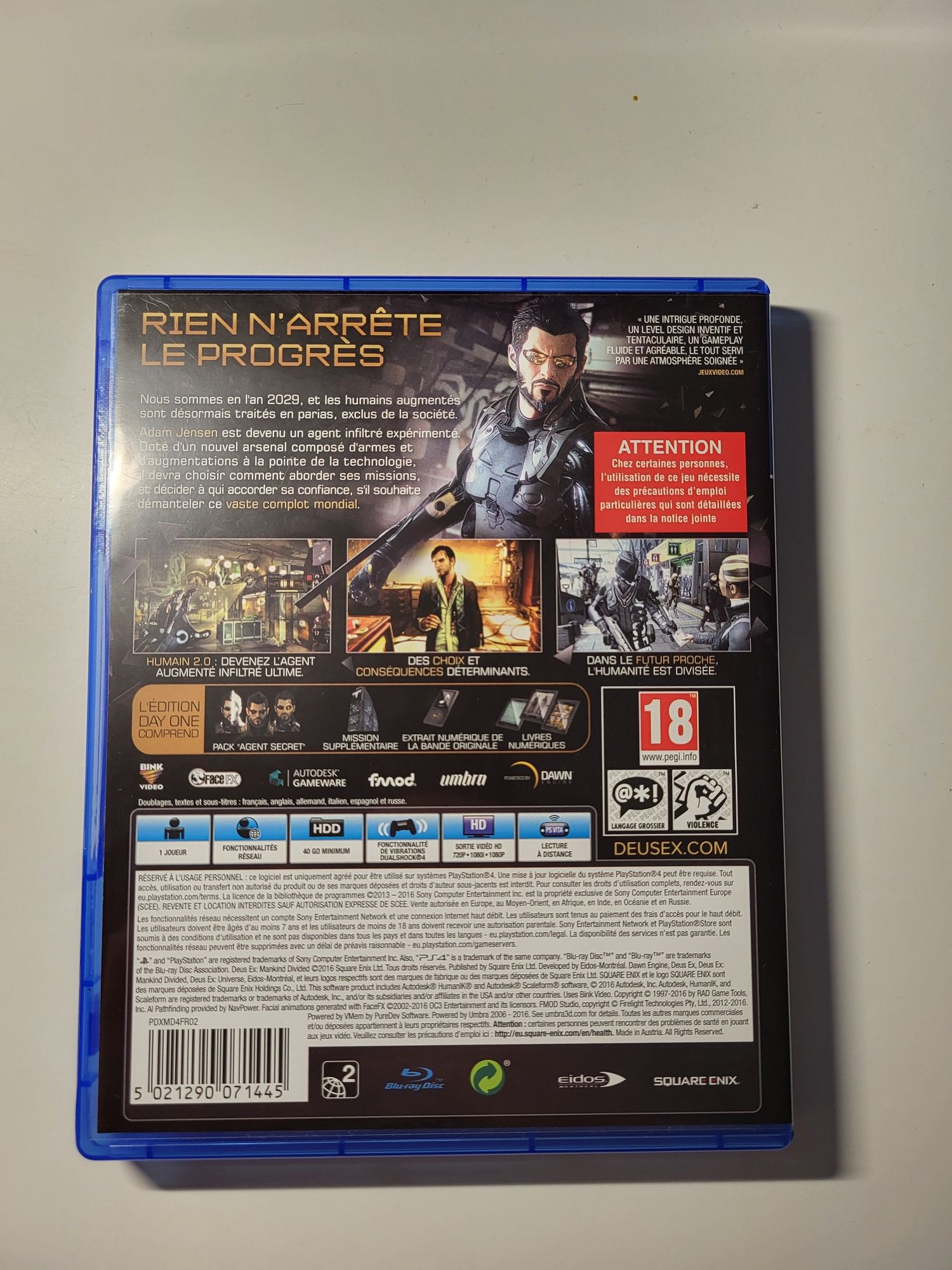 Deus Ex Mankind Divided PS4 (Ang) stan idealny