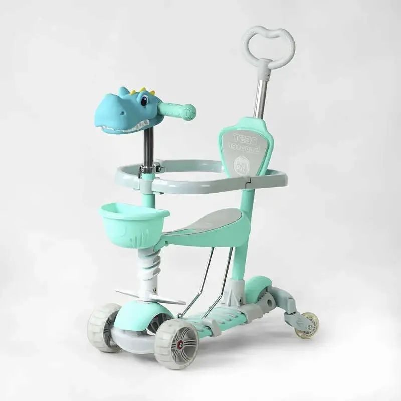 Самокат 5в1 Best Scooter з додатковими колесами,единоріжка та крокодил