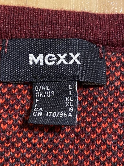 Mexx rozm L bordowa sukienka bawełna wełna długi rękaw ciepła Vintage