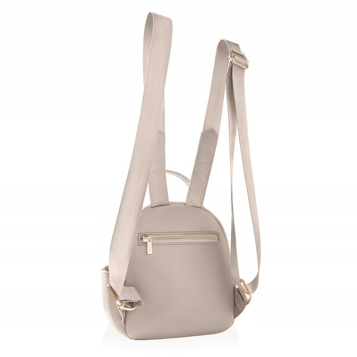 BETLEWSKI Plecak Damski Miejski Beżowy Skóra Ekologiczna Szelki Uchwyt