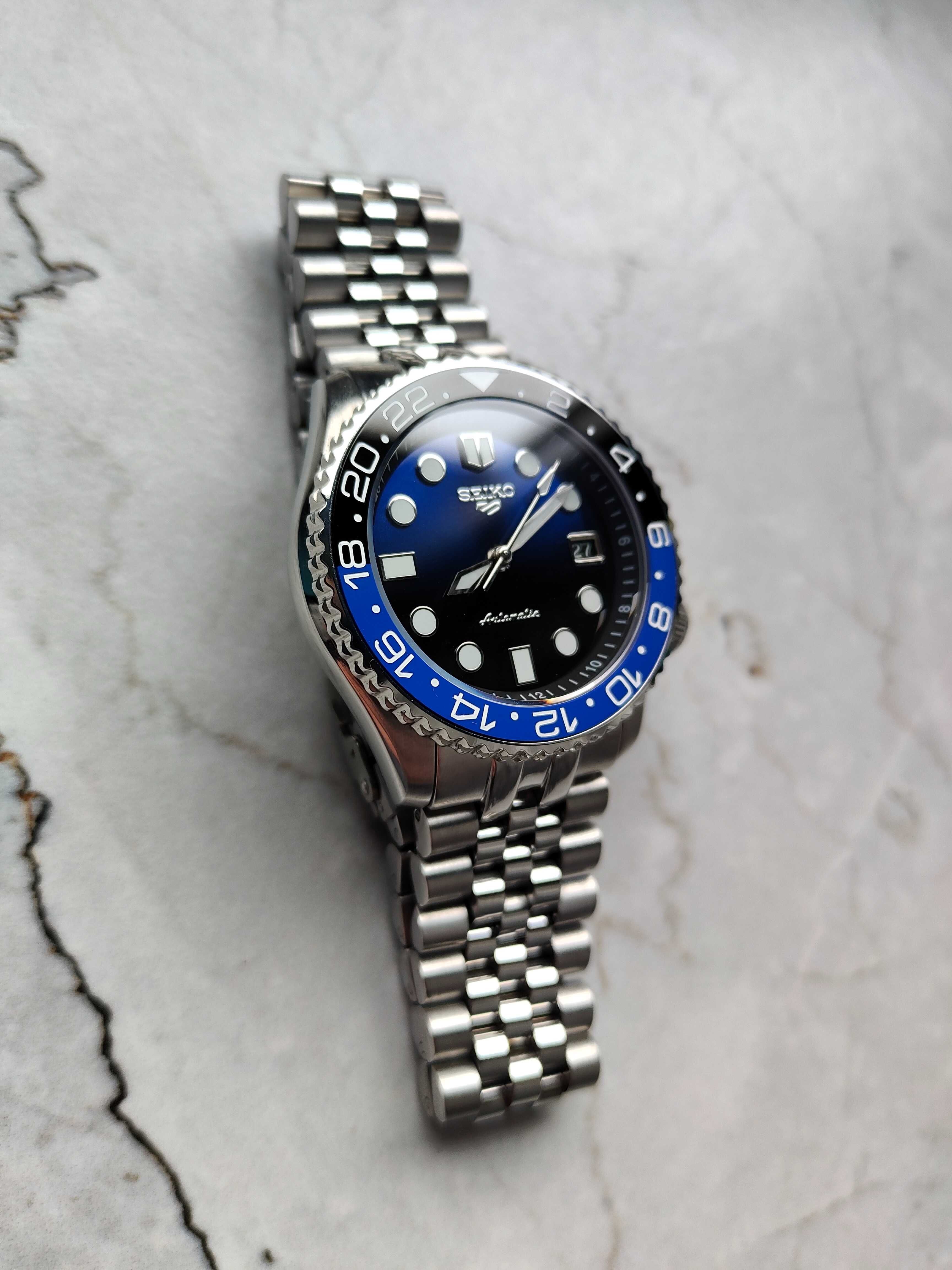 Seiko Custom Mod NH35 Seiko 5 Sports BATMAN Diver Automat Zegarek