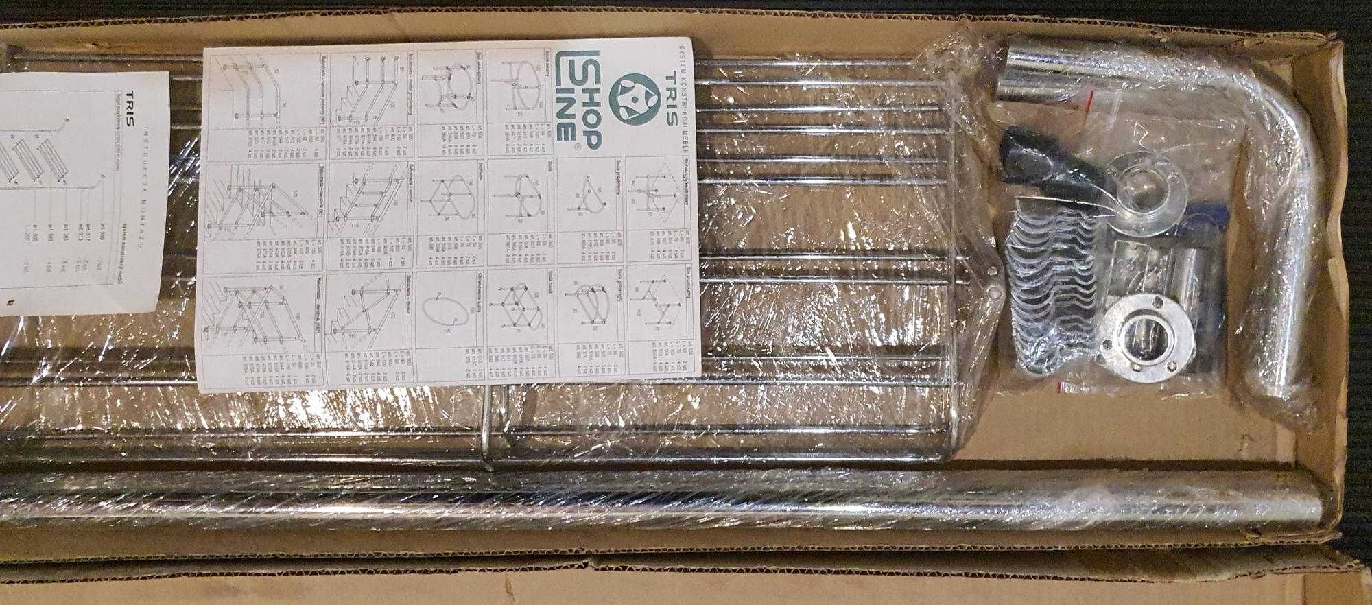 3szt. LINE SHOP TRIS Regał przyścienny 4 półki druciane stal chromowa