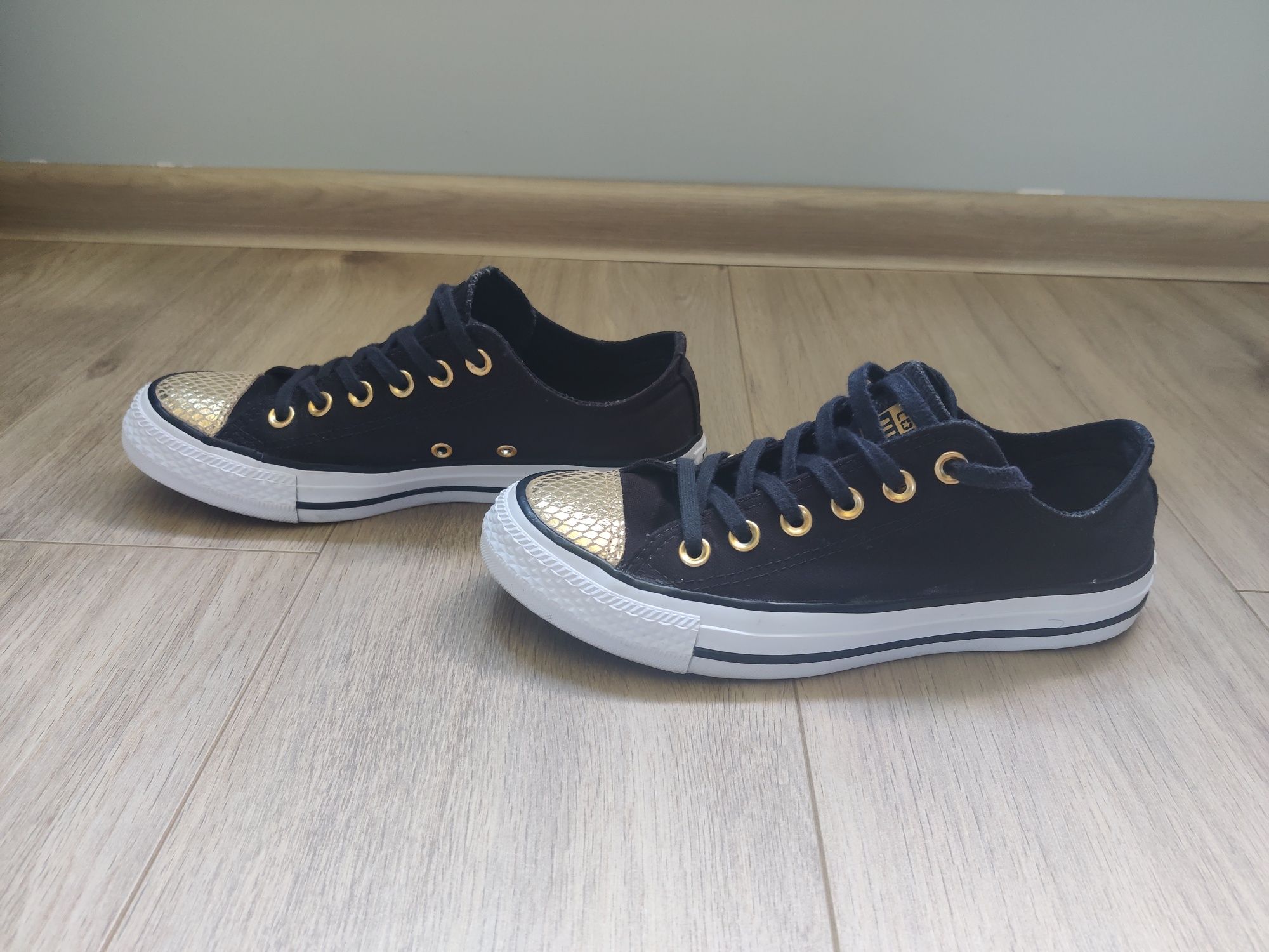 Trampki damskie converse czarne/złote rozm.37,5-38